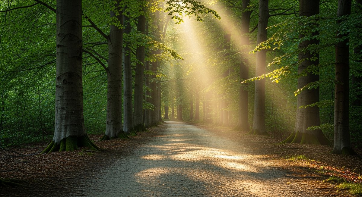 Chemin forestier au petit matin